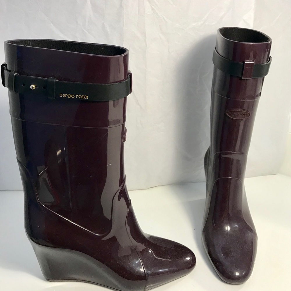 Sergio Rossi Wedge Rain Rubber boots  7